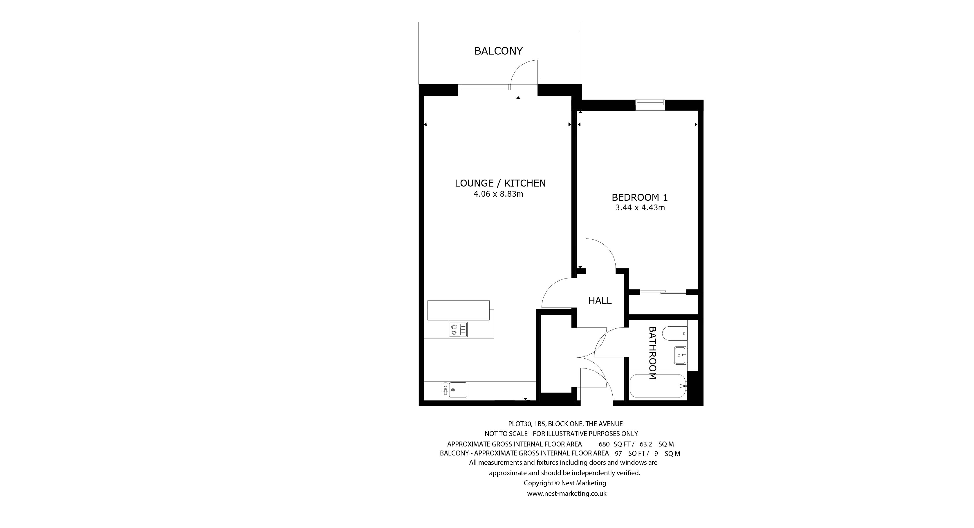 Apartment Type 1B5-30 Floorplan