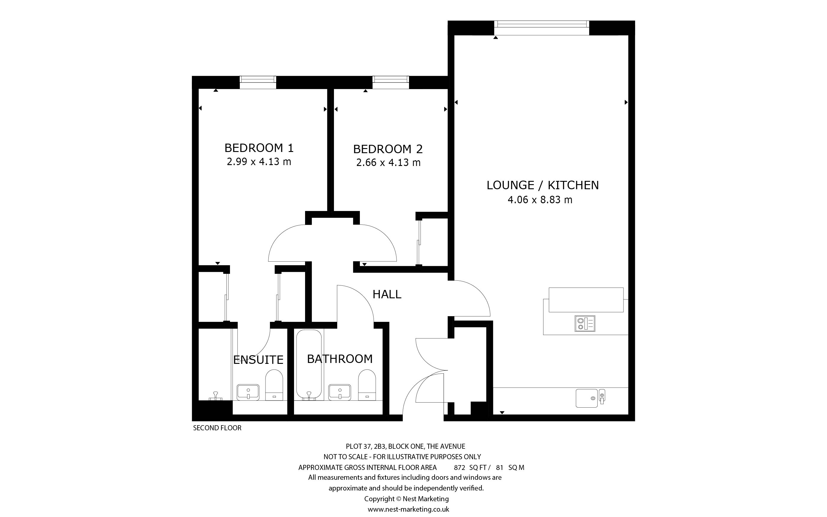 Apartment Type 2B3-37 Floorplan