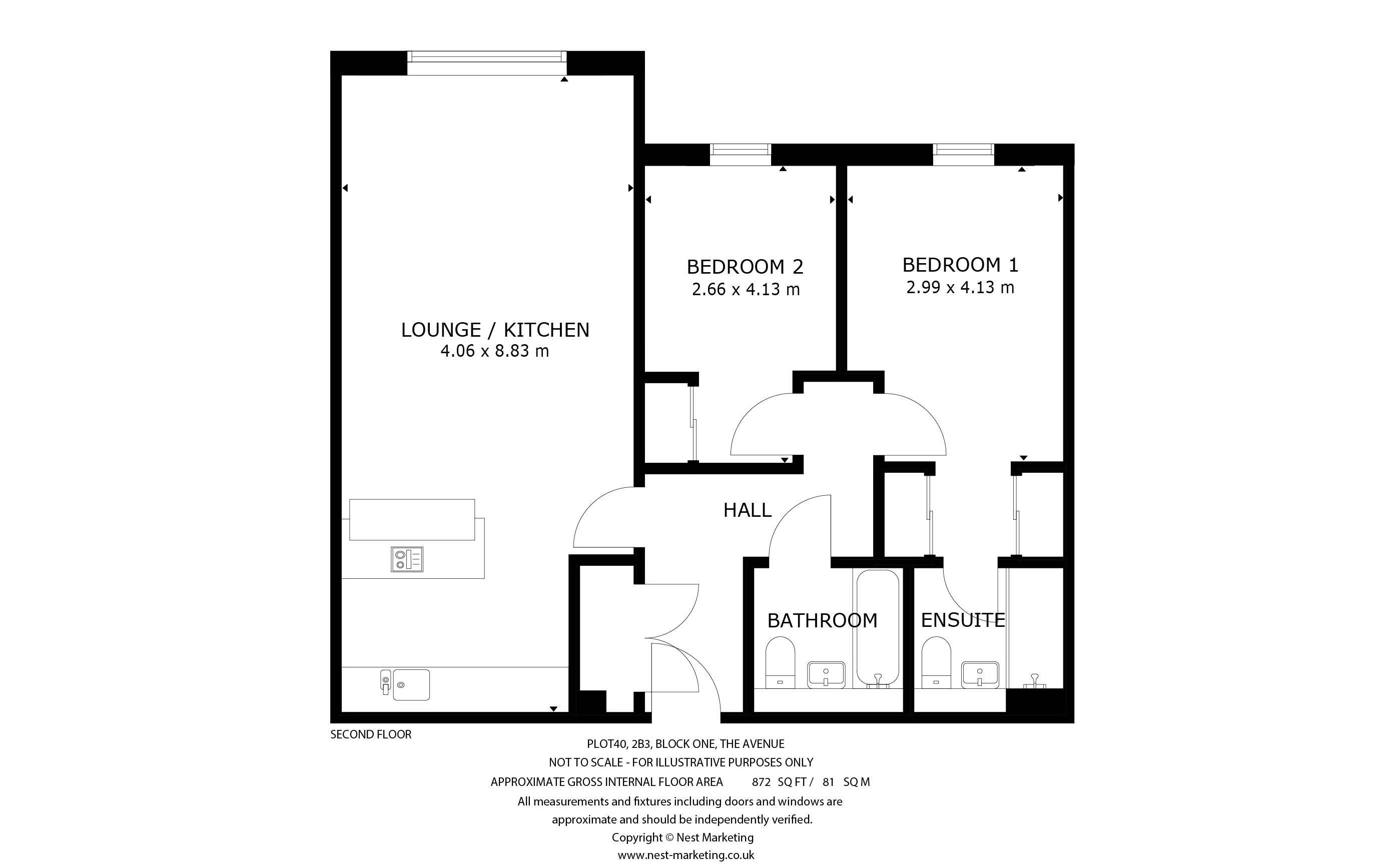 Apartment Type 2B3-40 Floorplan
