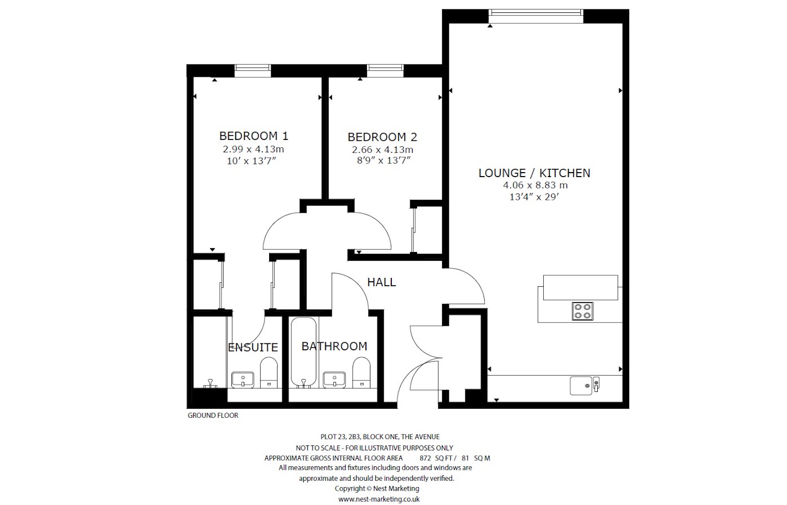 Apartment Type 2B3-23 Floorplan