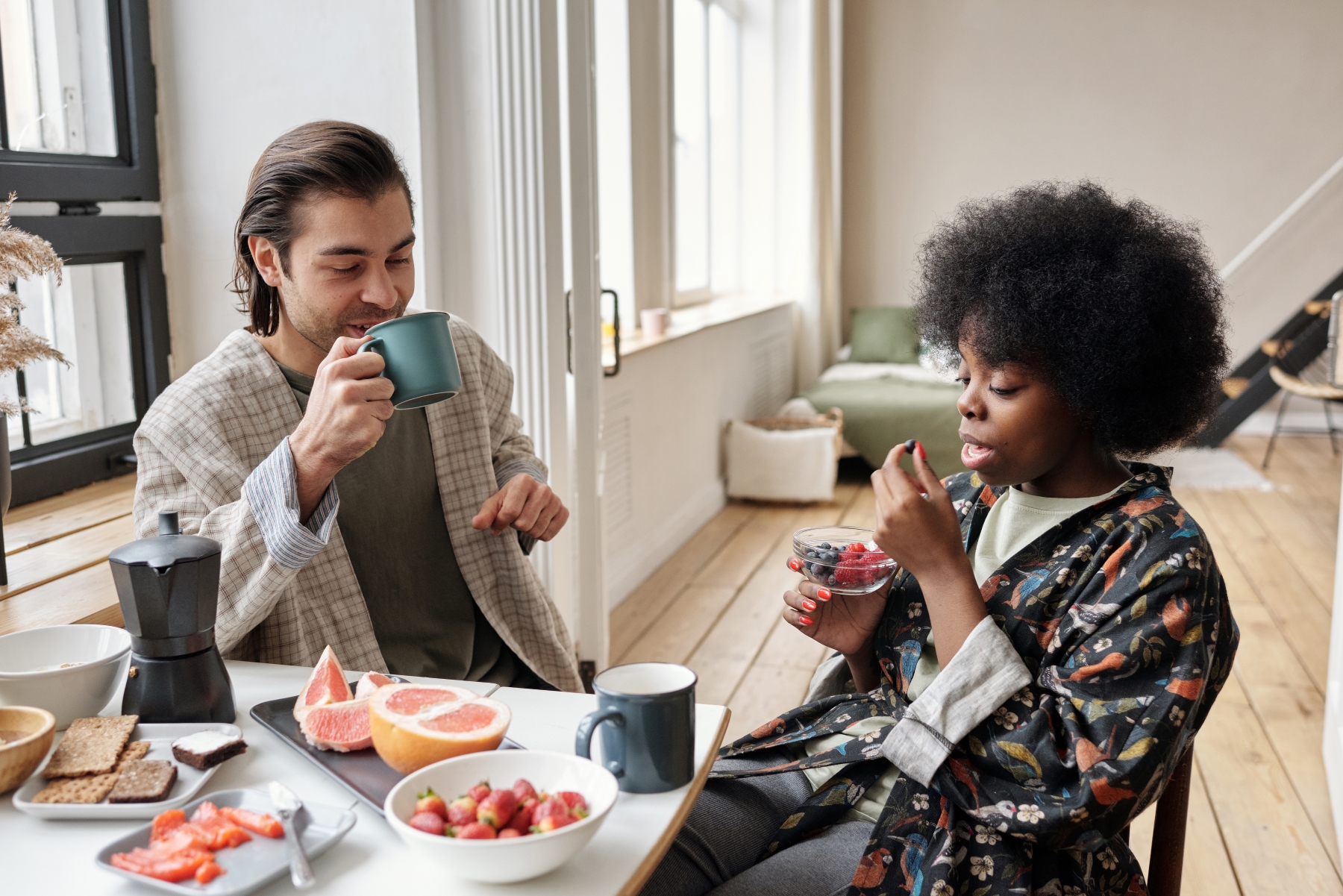 man and women having breakfast photo by Jack Sparrow from Pexels 