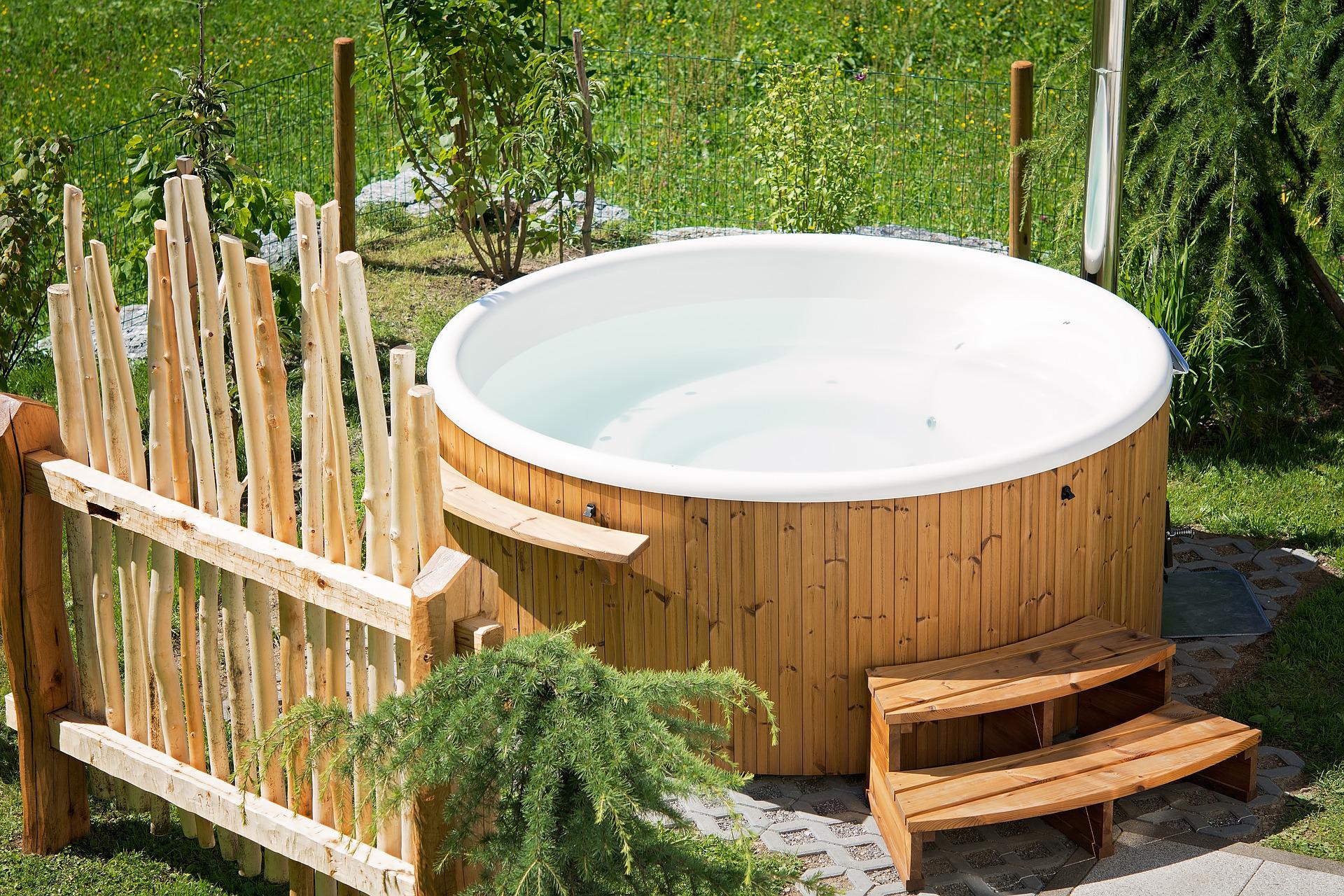 Hot tub in garden