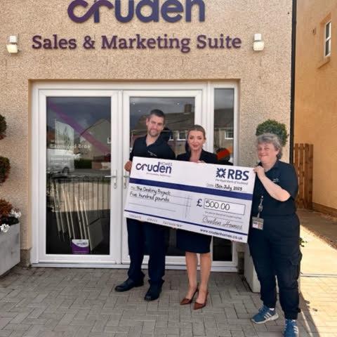 L-R: Andrew Stevenson (CEO, The Destiny Project), Izabela Morgan (Sales Advisor, Cruden Homes), Trish Mellon (Fundraising Officer, The Destiny Project).