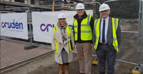 From left to right: Hazel Davies, Cruden Homes sales and marketing director; Gordon Fullarton Cruden Homes head of construction and local MP Stephen Kerr