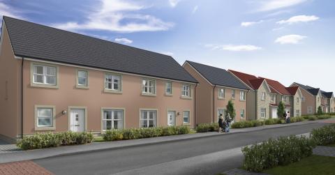 CGI street scene of Abbey Gardens development 