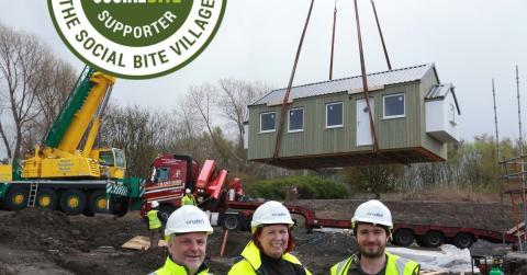 Left to right - Alister Steele (Chairman Social Bite Communities), Gill Henry (Cruden Group), Josh Littlejohn (Social Bite Founder)