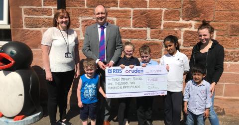 Cheque donation to Ibrox Primary and Nursery School 