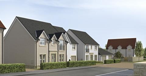 CGI street scene of Meadowside development