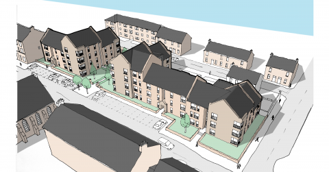 CGI of new affordable housing development in Kirkintilloch