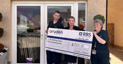 L-R: Andrew Stevenson (CEO, The Destiny Project), Izabela Morgan (Sales Advisor, Cruden Homes), Trish Mellon (Fundraising Officer, The Destiny Project).